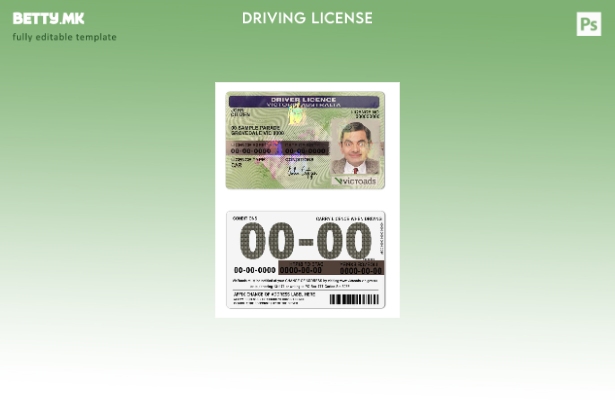 Модерен стил, шаблон за државна возачка дозвола Австралија Викторија